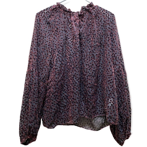 NWOT Addition Elle Balloon-Sleeve Burnout Velvet Blouse color Winetasting size X - Picture 7 of 9